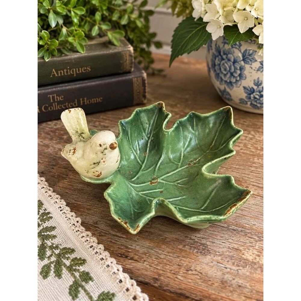 Little bird and leaf trinket dish